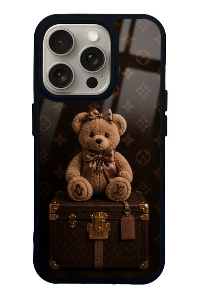Spoyi iPhone 15 Pro Luxury Brown Teddy Design Glossy Phone Case