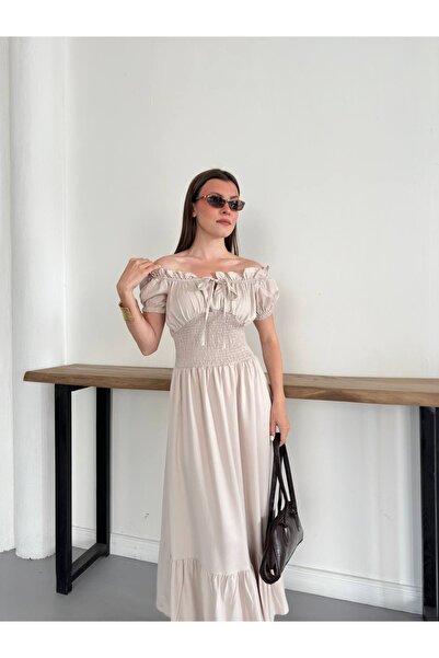 Ekim Store Rochie lungă Madonna cu guler și talie strânsă