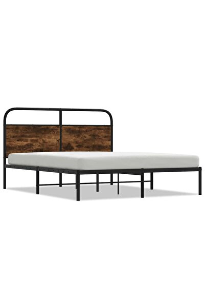 vidaxl Cadru de pat fără saltea 135x190 cm Stejar fumuriu