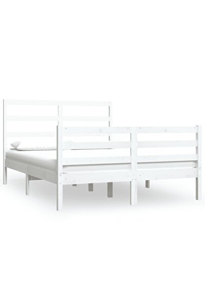 vidaxl Cadru de pat mic dublu, alb, 120x190 cm, lemn masiv de pin