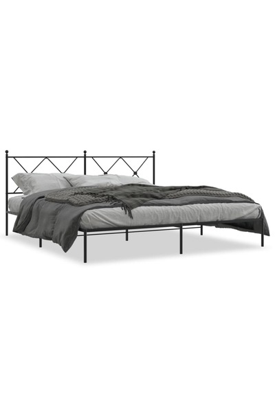 vidaxl Cadru de pat metalic cu tăblie, negru, 183x213 cm