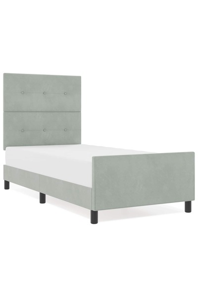 vidaxl Pat cu arcuri cu headboard Gri deschis 90 x 200 cm Catifea