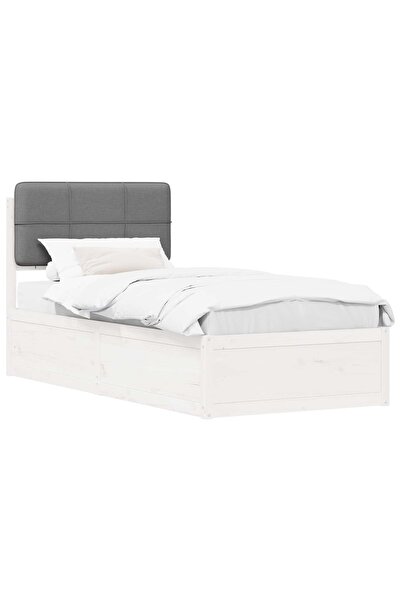 vidaxl Cadru de pat cu tăblie tapițată Gri deschis 90 x 190 cm