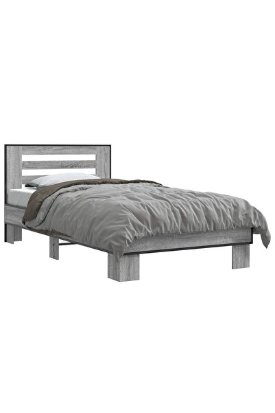 vidaxl Cadru de Pat cu Tăblie Sonoma gri 80 x 200 cm Lemn prelucrat