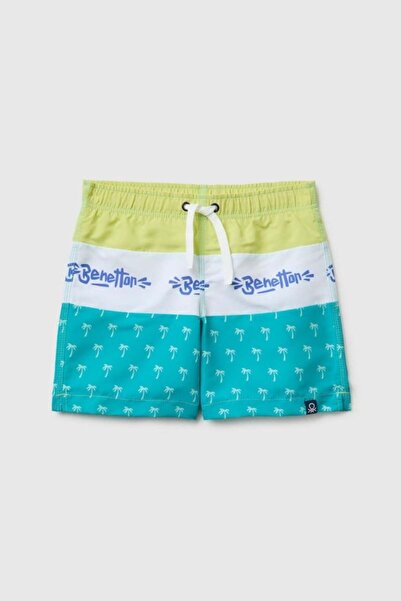 United Colors of Benetton Boy's Turquoise Mix Skirt with Logo on the Hem, Thr...