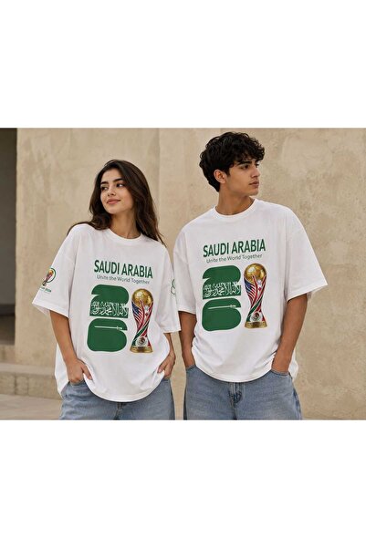 ZAVIXO Unisex Saudi Arabia 2034 Printed Oversize T-Shirt 100% Cotton World Cu...
