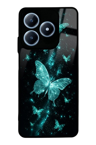 Spoyi Realme C63 Turquoise Galaxy Butterfly Design Glossy Phone Case