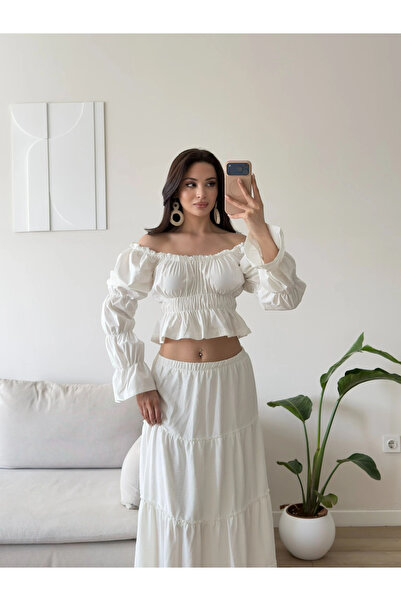 Zoom Butik Gipeli Madonna Bluz - BEYAZ