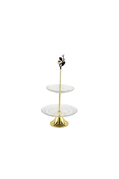 Mikasa Moor Gold Glass 2-Tier Presentation Tray 20X38Cm