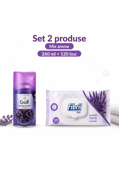 Golf Set 2 Produse pentru Camera, Spray Lavender 260 ml, Fibril Lavender 120 ...