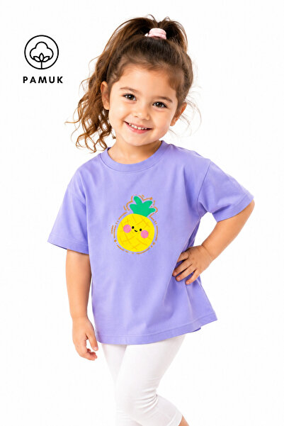 difa kids Tricou de vară pentru fete, cu mânecă scurtă, cu imprimeu ananas