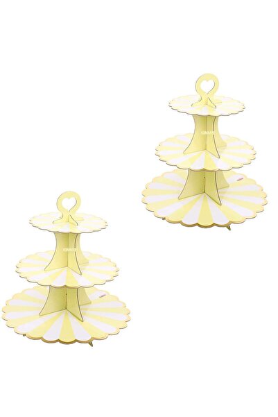 MIULEE Set 2 Etajere Pentru Prajituri, 3 Nivele, Reutilizabile, Din Carton, D...