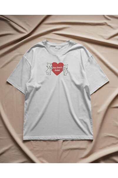buzagi tasarım ürünleri You Don'T Exist Unisex Oversize White T-Shirt
