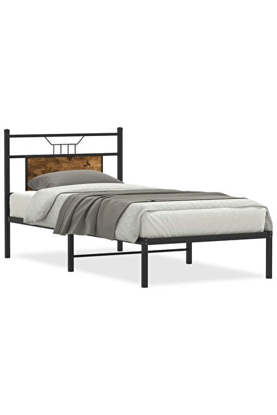 vidaxl Cadru pat fără saltea, stejar fumuriu 75x190 cm lemn prelucrat
