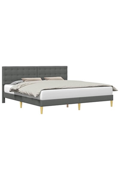 vidaxl Cadru de pat cu headboard Gri închis 180 x 200 cm Țesătură