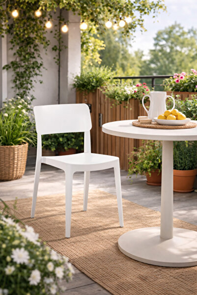 Alezy Pano Plastik Bahçe Balkon Sandalyesi Beyaz