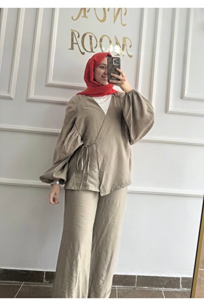 Butik Kolları Büzgü detaylı İkili Takım