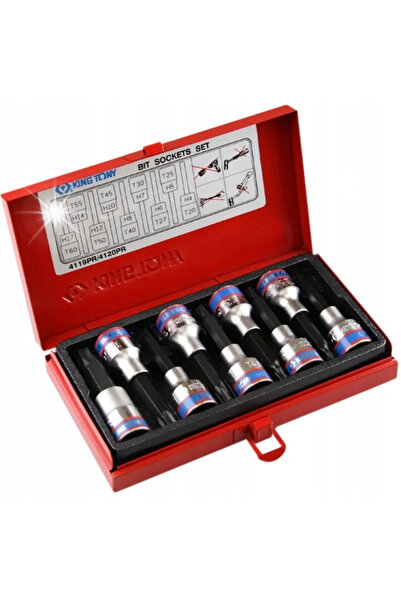 King Tony Set de chei tubulare cu cap Torx 1/2 inch, 9 bucăți. LUNGURI T20-T6...