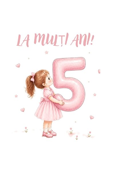 OEM Felicitare 13x18cm cu plic, aniversare/zi de naștere, fetiță de 5 ani