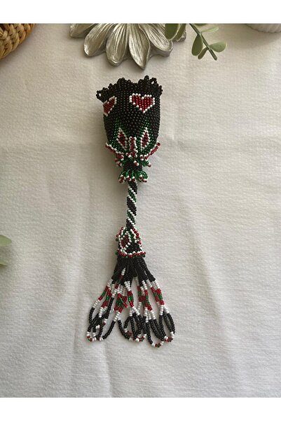 Handmade KUM BONCUK EL İŞİ SİYAH ÇEKMELİ ANAHTARLIK