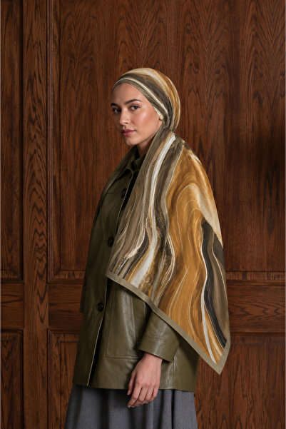 Saaye Wave Desenli Bambu Crash Şal 190x80 cm