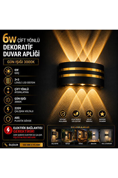VOLTERRA 6W ÇİFT YÖNLÜ DEKORATİF LED APLİK AMBER