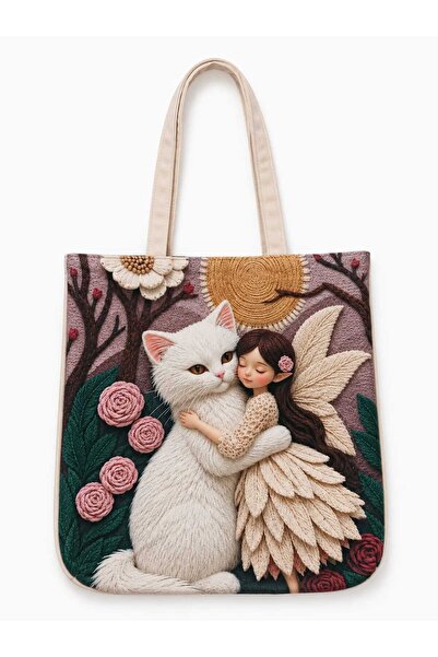 ÖZDAĞ HOME CONCEPT 40X40 cm Digital Printed Suede Fabric Women's Shoulder Bag...