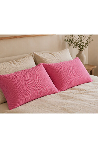 HB&Victory 100% Cotton 4 Layer Muslin Pillowcase 2 Pieces Fuchsia Color 50X70...