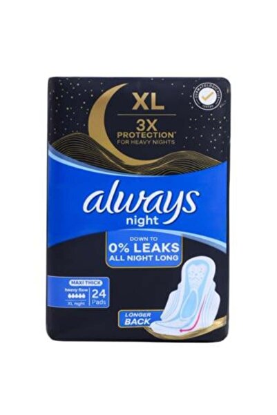 Always Ollwes Nighttime Maxi Pads with Wings - 24 Pads