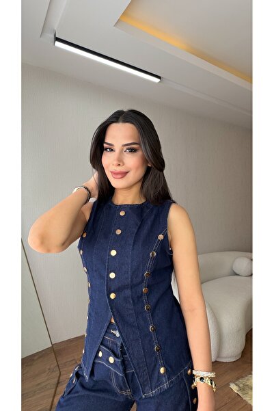HeGa Atelier Tasarım Model Gold Zımba Detaylı Yelek