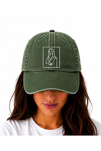 WeavedCo Monalisa Art Vintage Washed Hat (Not Printed, Embroidered)