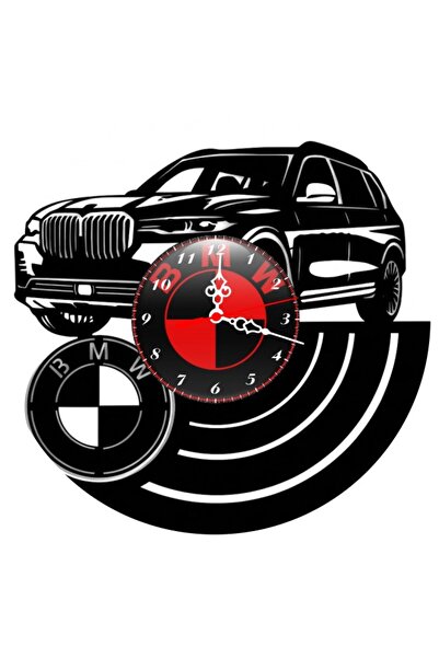 BMW Ceas de perete decorativ din disc de vinil, Model auto X5 / X7 SUV, Negru...