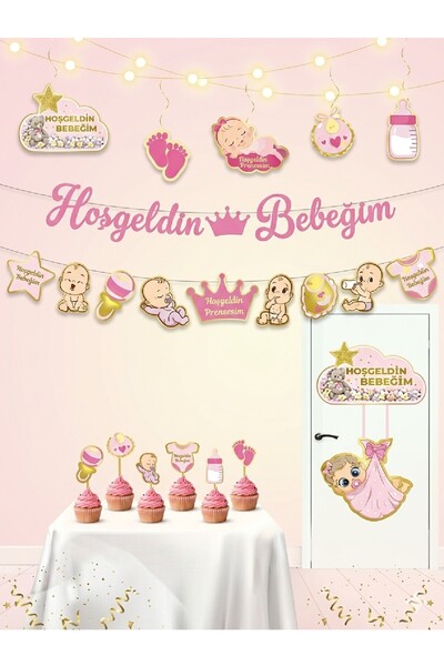 Bkmc Set de petrecere pentru bebeluși de bun venit |   Ornamente pentru Baby ...