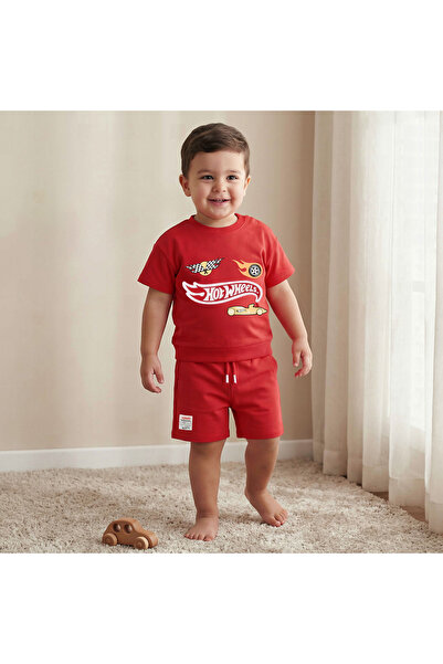 Moonbug Crew Neck Short Sleeves T-shirt and Shorts Set with Hot Wheels Print