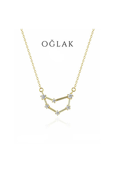 Sjour Steel Women's Zodiac Sign Necklace Gold 40+5 cm Stainless Steel - Choos...