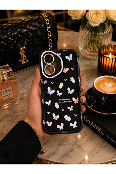 TechTrove Honor 400 İçin Uyumlu Siyah Zemin Kelebekli ve Renkli Lens Çerçevel...