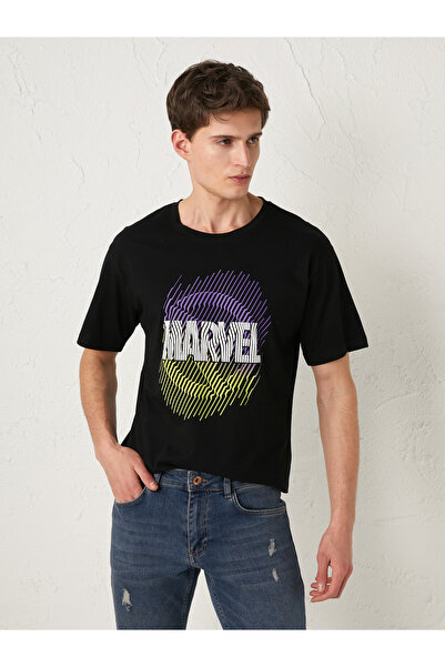 LC Waikiki Tricou bărbătesc cu guler rotund, mânecă scurtă, imprimat cu Marve...