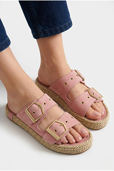 Zerenyus شبشب نسائي من نوع Ices Daily Buckle Summer Powder Nubuck