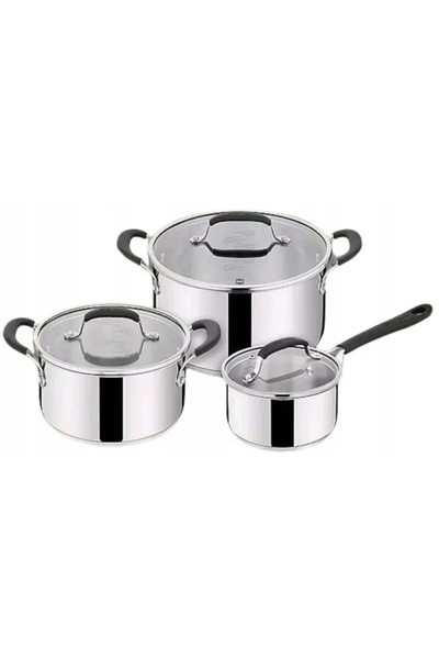 TEFAL Set de oale Jamie Oliver din oțel inoxidabil, 3 piese, cu capace, 16/20...