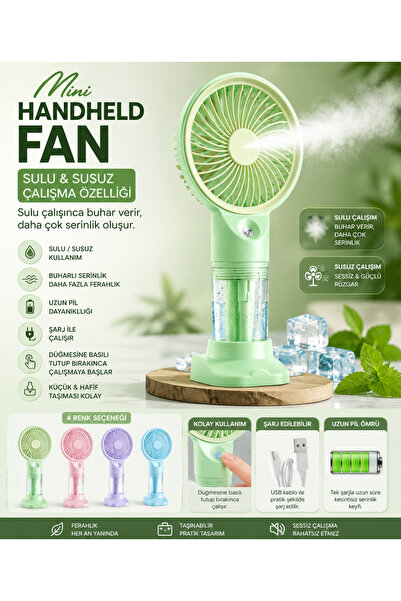 Handheld Pr Su Püskürtmeli Buharlı Mini Fan Taşınabilir El Masa Vantilatör
