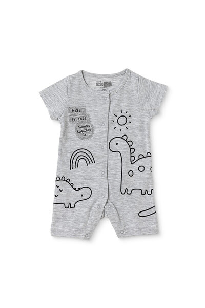 ebebek Hello Baby HelloBaby Erkek Bebek Kısa Tulum Dinozor Baskılı Çıtçıtlı Ç...