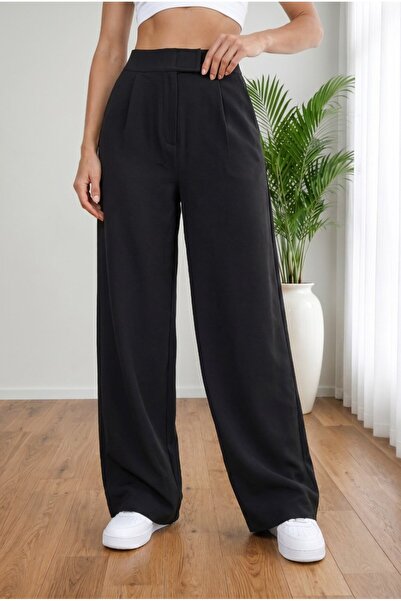 BİKELİFE Women's High Waist Lycra Wide Leg Loose Palazzo Pants with Velcro Cl...