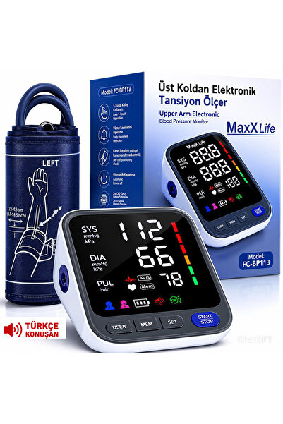 MaxX Life Üst Koldan Dijital Tansiyon Aleti Türkçe Konuşan Büyük Ekran Hafıza...
