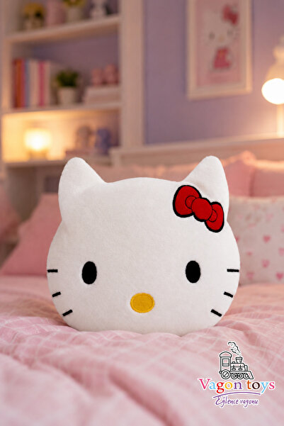 vagontoys Hello Kitty Peluş Yastık Cm Yumuşak Uyku Arkadaşı Kedi Yastık - 30x25