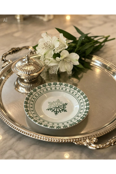 Tezyinat Wood Acem Kartanem Porcelain 6-Piece Tea Plate