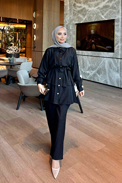 İmajButik Black Tunic Trouser Suit