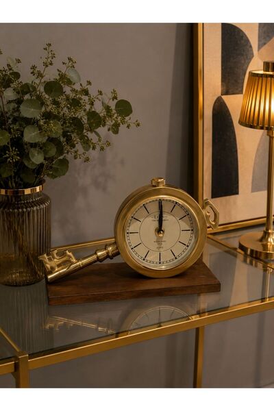 Home Vintage Anahtar Dekoratif Masa Saati Gold