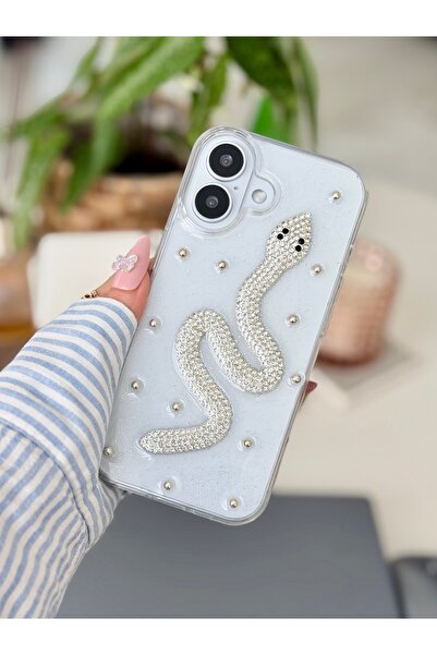 Go Aksesuar Iphone 17 Uyumlu Taş Yılan Oyuncak Tasarımlı Silikon Kılıf