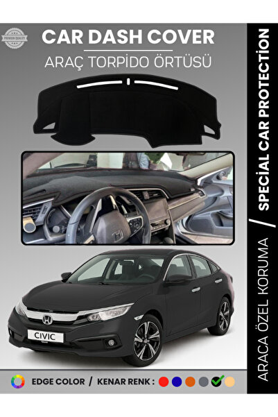 COLONY Honda Civic FC5 Siyah Torpido Örtüsü Ön Göğüs Koruma Torpido Koruma Ta...