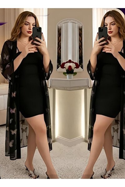 RAHAF TİCARET Ženski kimono od šifona sa printom leptira, set mini haljine od...